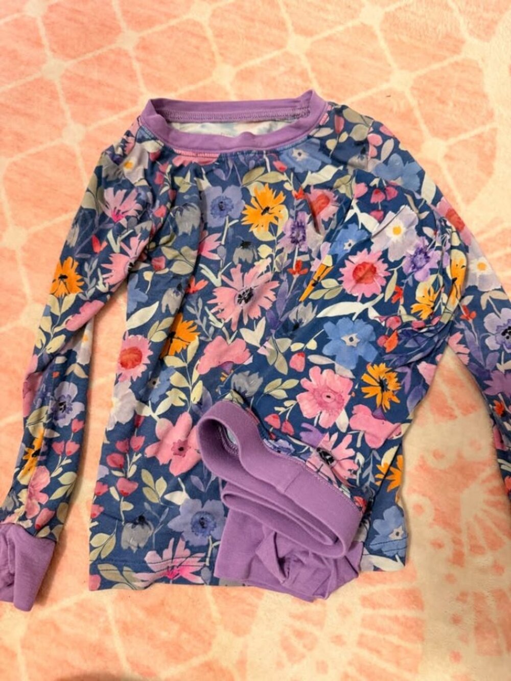 Little Sleepies LunaLuxe Bamboo Pajama Set Dark Floral Print Size 2T EUC
